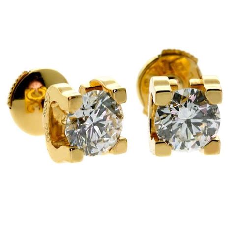 cartier diamond earrings c on side|cartier diamond earrings price.